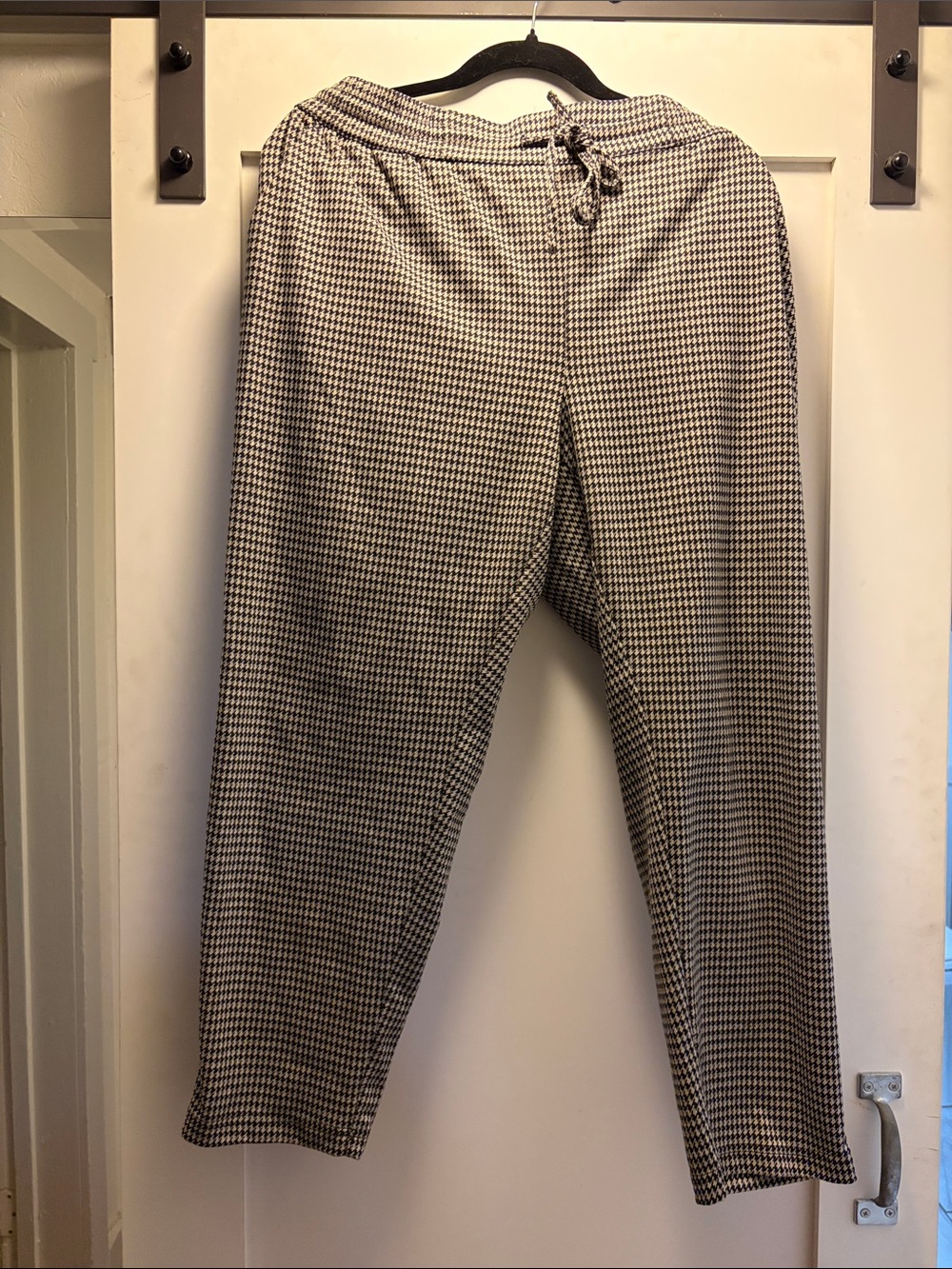 Zac & Rachel Black and White Houndstooth Drawstring Chinos